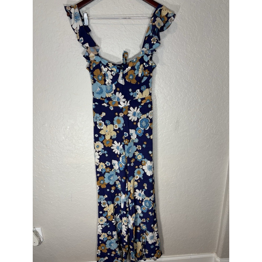 For Love & Lemons Magnolia Ruffle jumsuit, Midnight bloom, Size XS